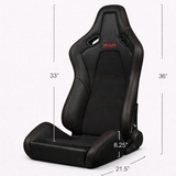 Falcon-S Composite Carbon Kevlar Shell Reclining Seats - Black Leatherette (Alcantara Inserts)