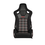 Elite-S Series Sport Seats – Black & Red Plaid (Red Stitching)