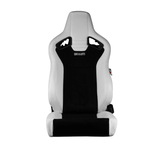 Elite V2 Series Sport Seats - White PU & Black Suede Inserts (Black Stitching) - Low Base Version