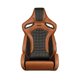 Orue-S Series Sport Seats - Cinnamon / Black Leatherette (White Stitching)