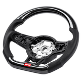 APR Steering Wheel - MK7 Golf R (Without Paddles) Carbon Fiber/Silver Stitching