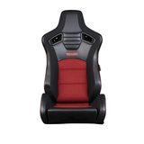 Elite-S Series Sport Seats - Black Leatherette - Red Houndstooth (Red Stitching)