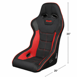 Falcon X Series FIA Approved Fixed Back Racing Seat - Black Polo Cloth with Red Mesh (Red Stitching/Red Piping)