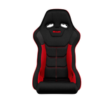 Falcon X Series FIA Approved Fixed Back Racing Seat - Black Polo Cloth with Red Mesh (Red Stitching/Red Piping)