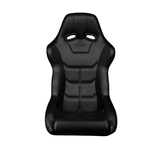 Falcon X Series FIA Approved Fixed Back Racing Seat - Black Leatherette (Black Stitching/Black Piping)
