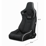 Elite-R Series Sport Seats – Black Polo Cloth (Grey Stitching/White Piping)