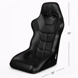 Falcon X Series FIA Approved Fixed Back Racing Seat - Black Leatherette (Black Stitching/Black Piping)