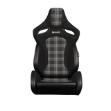 Orue-S Series Sport Seats - Black Leatherette (Grey Plaid Fabric)