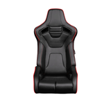 Elite-R Series Sport Seats – Black Leatherette (Red Stitching/Red Piping)