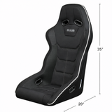 Falcon X Series FIA Approved Fixed Back Racing Seat - Black Polo Cloth (White Stitching/White Piping)