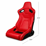 Elite-R Series Sport Seats – Red Leatherette (Black Stitching/Black Piping)