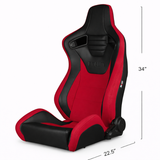 Elite-S Series Sport Seats - Black Leatherette - White Houndstooth (Grey Stitching)