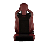 Elite V2 Series Sport Seats - Maroon PU (Black Suede/Black Stitching) - Low Base Version