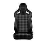 Elite V2 Series Sport Seats - Black & Grey Plaid Inserts - Low Base Version