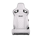 Elite-X Series Sport Seats - White Leatherette Diamond (Double White Stitching/Black Piping)