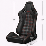 Falcon-S Composite FRP Reclining Seats - Red Plaid (Red Stitching)