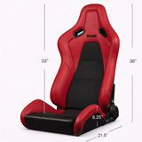 Falcon-S Composite FRP Reclining Seats - Red Leatherette (Black Stitching)