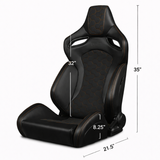 Orue-S Series Sport Seats - Cinnamon / Black Leatherette (White Stitching)