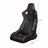 Elite-R Series Sport Seats – Black Leatherette (Red Stitching/Red Piping)