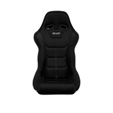 Falcon X Series FIA Approved Fixed Back Racing Seat - Black Polo Cloth (White Stitching/White Piping)