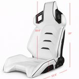 Alpha X Series Sport Seats - White Leatherette (Black Inserts)