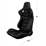 Elite Series Fixed Back Sport Seat - Black Leatherette (Black Stitching)