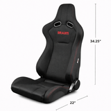 Venom Series Sport Seats - Black Cloth (Red Stitching)