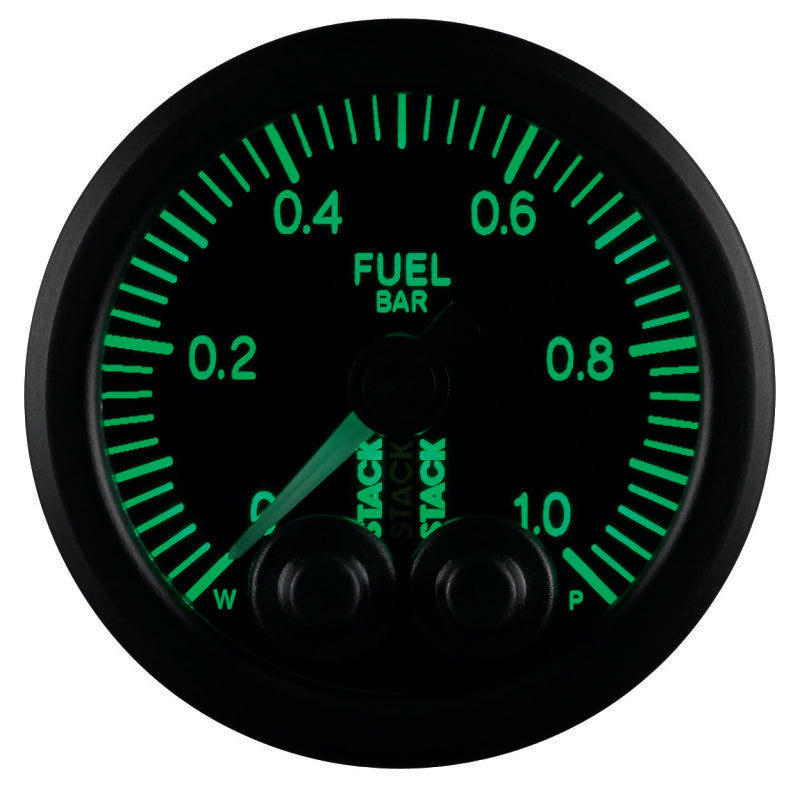 Autometer Stack 52mm 0-1 Bar M10 Male Pro-Control Fuel Pressure Gauge ...