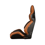 Orue-S Series Sport Seats - Cinnamon / Black Leatherette (White Stitching)