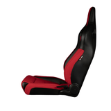 Elite V2 Series Sport Seats - Black PU (Red Jacquard) - Low Base Version