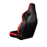 Elite V2 Series Sport Seats - Red PU (Black Suede/Black Stitching) - Low Base Version