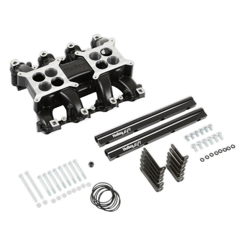 Holley EFI LS3/L92 2x4 Dual Plane Mid-Rise Intake Manifold - Black ...