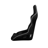 Falcon X Series FIA Approved Fixed Back Racing Seat - Black Polo Cloth (White Stitching/White Piping)