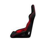 Falcon X Series FIA Approved Fixed Back Racing Seat - Black Polo Cloth with Red Mesh (Red Stitching/Red Piping)