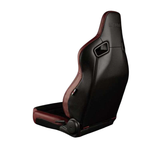 Elite V2 Series Sport Seats - Maroon PU (Black Suede/Black Stitching) - Low Base Version