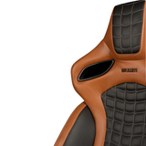 Orue-S Series Sport Seats - Cinnamon / Black Leatherette (White Stitching)