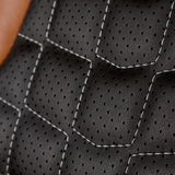 Orue-S Series Sport Seats - Cinnamon / Black Leatherette (White Stitching)