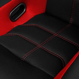Falcon X Series FIA Approved Fixed Back Racing Seat - Black Polo Cloth with Red Mesh (Red Stitching/Red Piping)