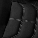 Falcon X Series FIA Approved Fixed Back Racing Seat - Black Polo Cloth (White Stitching/White Piping)