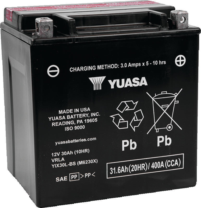 Yuasa YIX30L-BS High Performance Maintenance Free AGM 12-Volt Battery ...