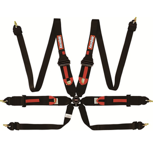 FIA 6 Point Camlock Harness Set Black (Pull-Up Style, Eyebolts - 3" to 2" Shoulders)