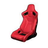 Elite-R Series Sport Seats – Red Leatherette (Black Stitching/Black Piping)