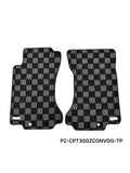 Nissan 300ZX Z32 90-96 Convertible Checkered Race Floor Mats - Dark Grey (Front Only)