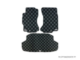 Nissan 300ZX Z32 90-96 Checkered Race Floor Mats - Dark Grey (Front + Trunk)