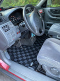 Honda CRV 95-01 (RD1/2) Checkered Race Floor Mats - Dark Grey (Automatic Trans)