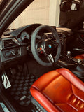 Bmw F30 / F80 3-Series 11-19 4D Checkered Race Floor Mats - Dark Grey