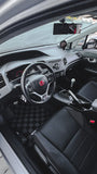 Honda Civic FB6 12-15 (Sedan 4 Door) Checkered Race Floor Mats - Dark Grey