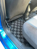 Honda Fit 01-08 (GD) 1st Gen Checkered Race Floor Mats - Dark Grey