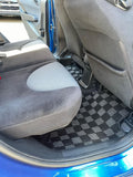 Honda Fit 01-08 (GD) 1st Gen Checkered Race Floor Mats - Dark Grey