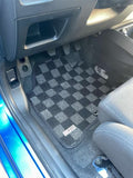 Honda Fit 01-08 (GD) 1st Gen Checkered Race Floor Mats - Dark Grey